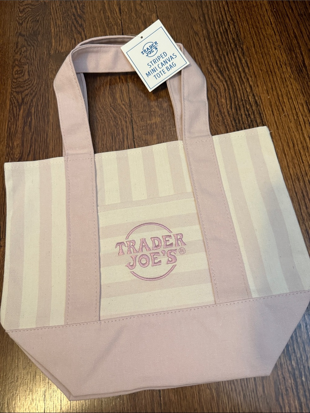 Pink Striped Canvas Tote Bag